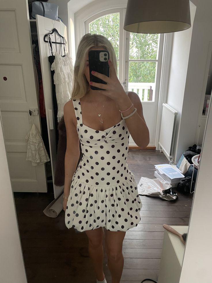 Sheath Straps Hoco Dress Inspo Homecoming Classy Black Polka Dot White Party Outfits MP428