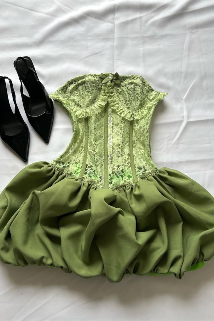 Heimkehr Kleider Grünes Korsett-Minikleid| Schickes Mode-Outfit Inspiration Party Abschlussball Outfits MP1150