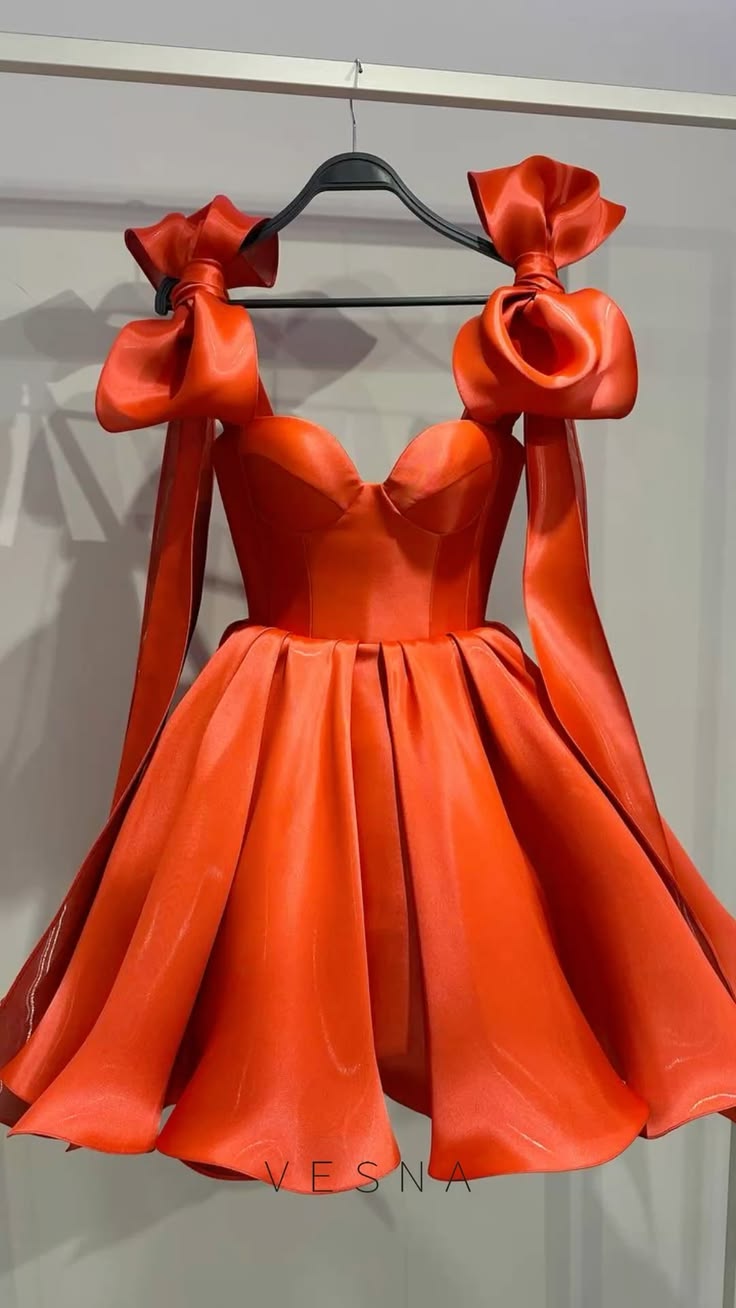 Cute A line Spaghetti Strap Red With Bow-knot Short Mini 15 16 Birthday Outfits Homecoming Dress MP729