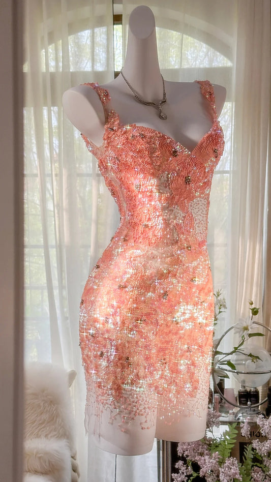 Sexy Homecoming-Kleider, Etui-Stil, Spaghettiträger, Perlenbesatz, kurze Partykleider, Abschluss-Outfits MP1003