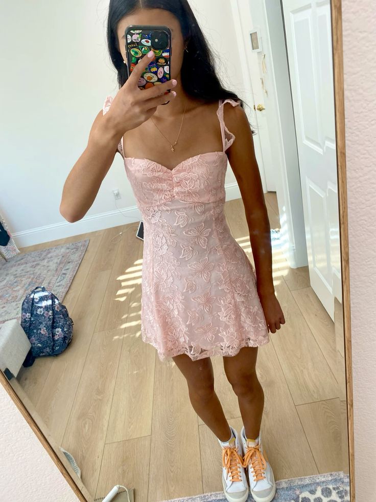 Affordable A line Spaghetti Straps Pink Lace For Black Girls Homecoming Dresses Mini Hoco Gown Cocktail Outfit MP1242