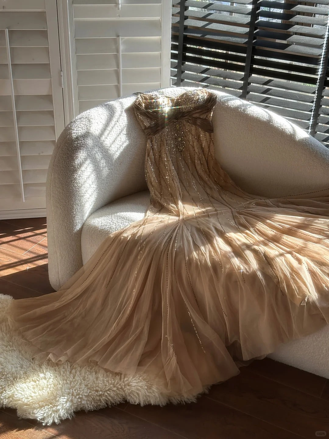 Stylish Mermaid Spaghetti Strap Champagne Tulle Sleeveless Formal Outfits Long Prom Dresses M5P1108