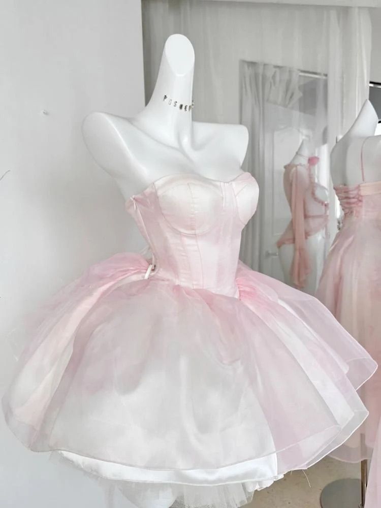 Cute Ball Gown Sweetheart Pink Dance Short Mini Homecoming Dresses Inspo Hoco Dress Idea MP1357