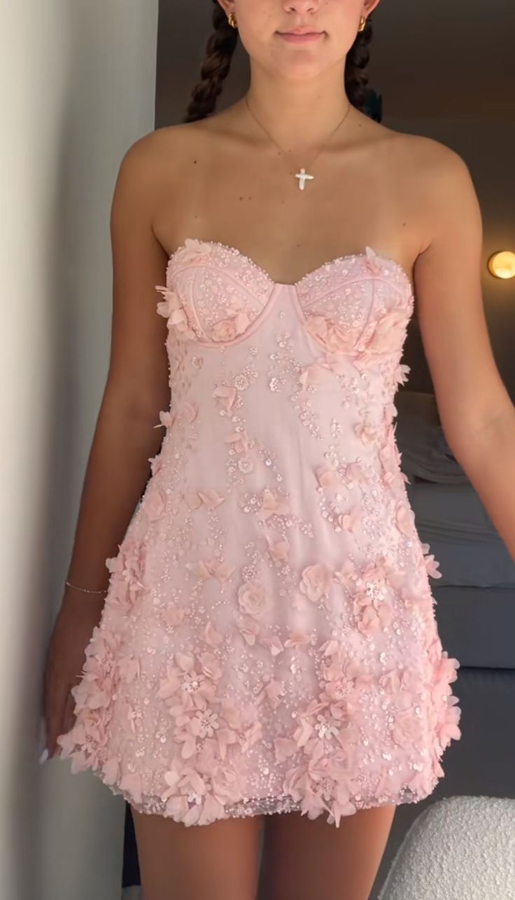 Sexy A line Sweetheart Pink Lace Short Homecoming Dresses Sequin 16th Birthday Party Dress MP339