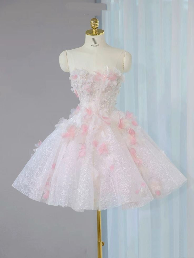Mignonne robe de bal bustier rose clair, courte, pour la danse, mini-robes de retour à la maison, inspiration robe Hoco Idée MP1360