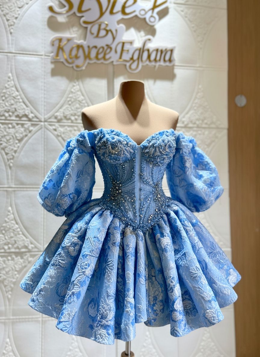 Cute Homecoming Dresses Off The Shoulder Blue Lace Ball Gowns Cocktail Dress Hoco Party Graduation Outfits MP1161