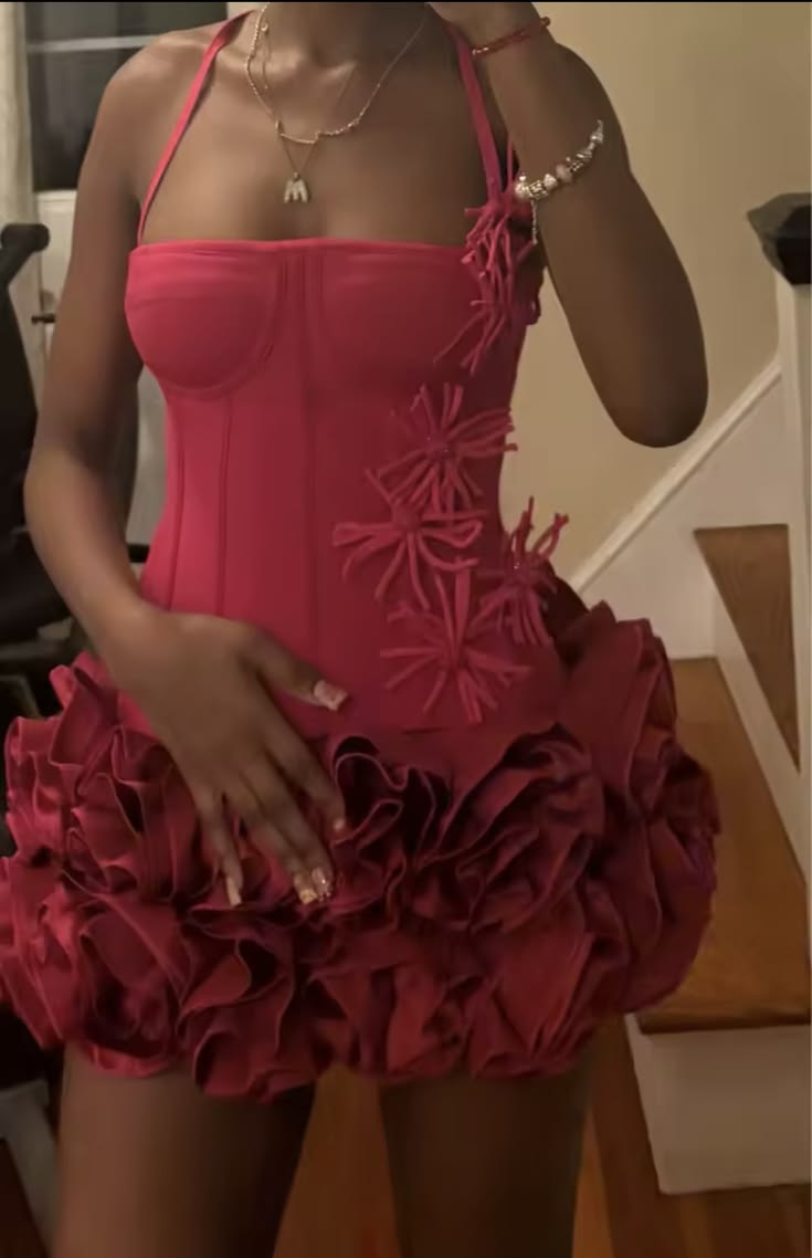 Elegant Sheath Halter Red For High School Black Girls Homecoming Dresses Mini Dress Hoco Gown Party Graduation Outfit MP1228