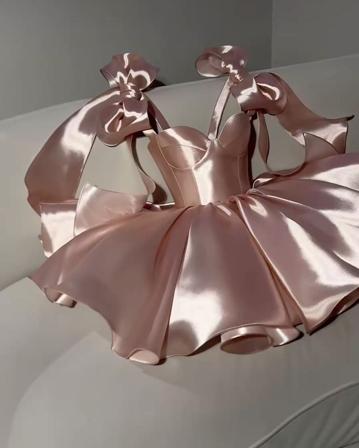 Cute Ball Gown Straps Pink With Bow Dance Short Mini Homecoming Dresses Inspo Hoco Dress Idea MP1362