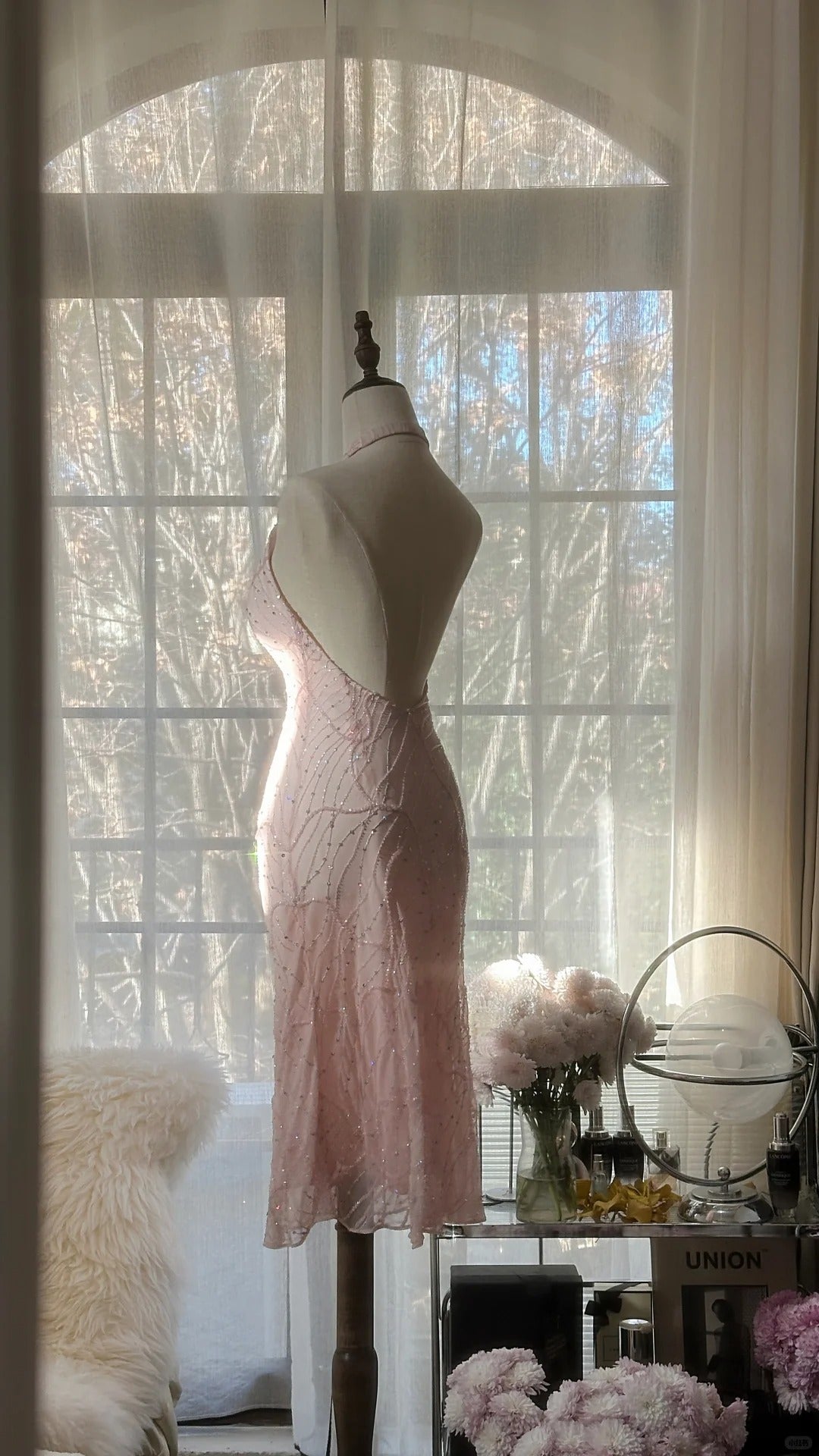 Sexy Homecoming Dresses Halter Sheath Pink With Beaded Knee Length Party Graduation Outfits MP1054