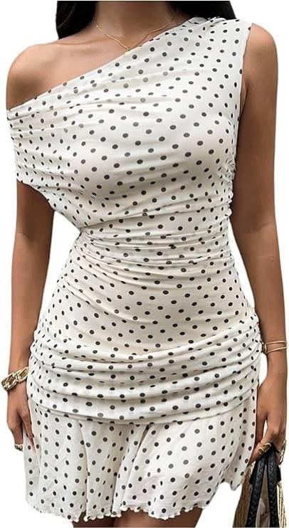 Beautiful Sheath Strapless White Black Polka Dots Hoco Dress Inspo Homecoming Classy Party Outfits MP425