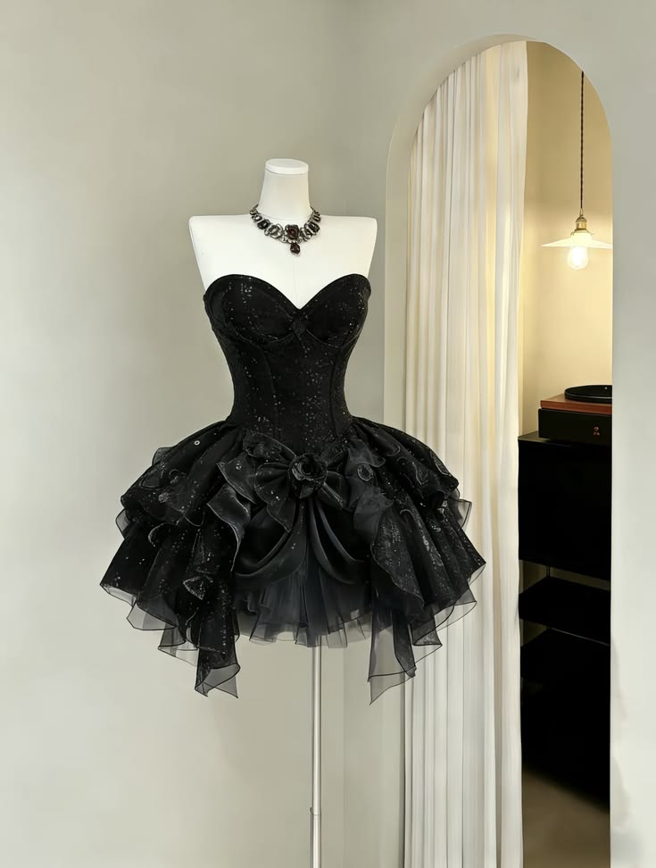 Cute Ball Gown Sweetheart High School Black Homecoming Dresses Mini Hoco Gown Cocktail Outfit MP1259