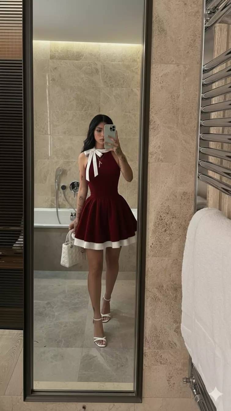 Nouvelle Arrivée Robe de Bal Col Montant Bourgogne Courte Mini Robes de Retour à la Maison Tenue 19ème Anniversaire Hoco MP1300