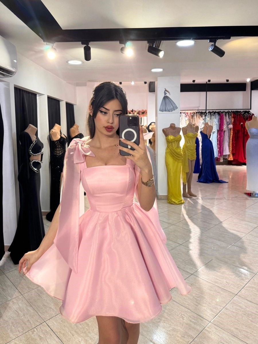 Mignonne Robe de Bal à Bretelles Rose Courte Mini Robe de Fête pour 15e Anniversaire Robe de Bal de Rentrée MP698