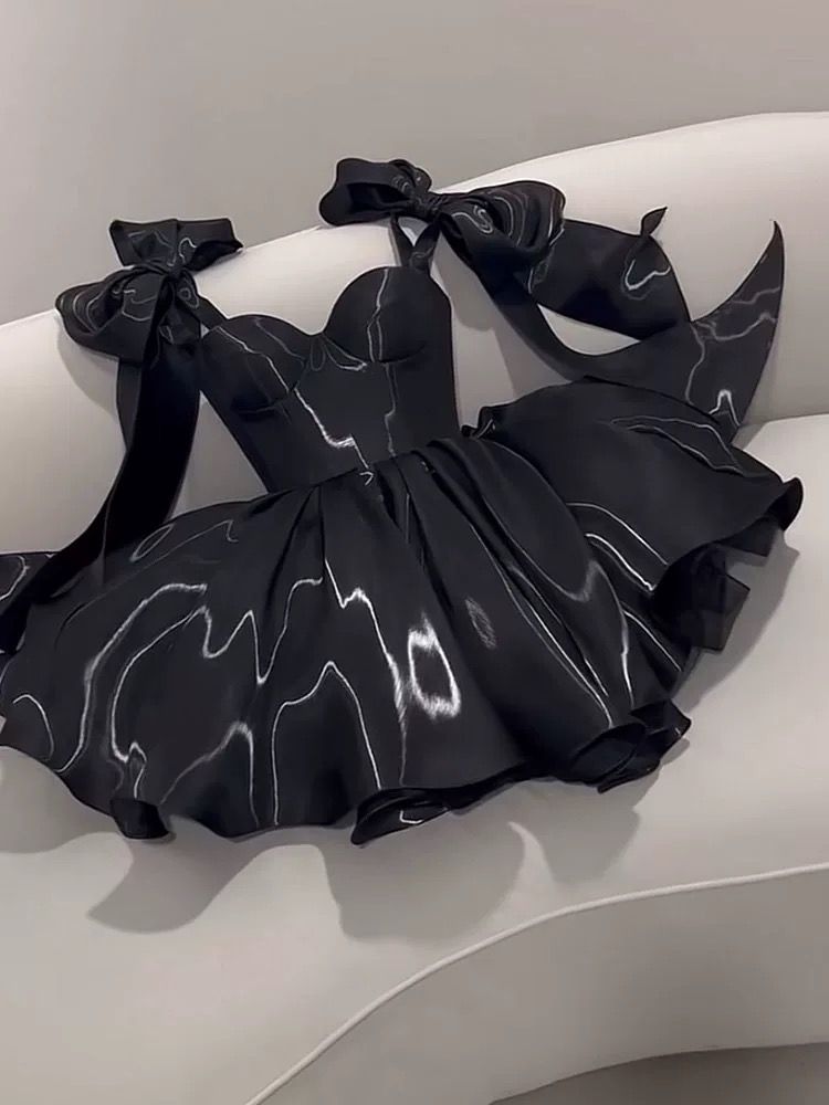 Süßes Ballkleid Träger Kurz Schwarz Mit Schleife Tanz Kurzes Mini Homecoming Kleider Inspo Hoco Kleid Idee MP1350