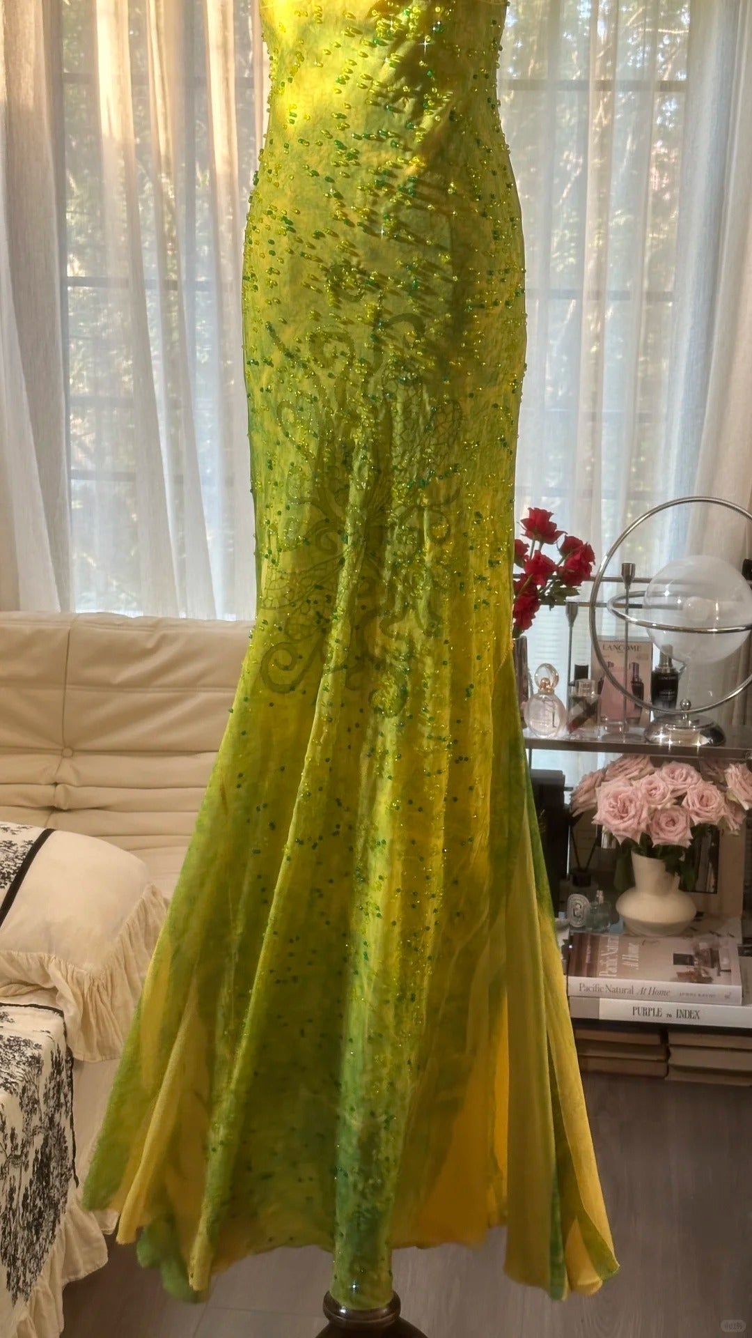 Classy & Ethereal Mermaid Spaghetti Strap Green Chiffon Sleeveless Gala Pageant Dress Prom Dresses MP1139