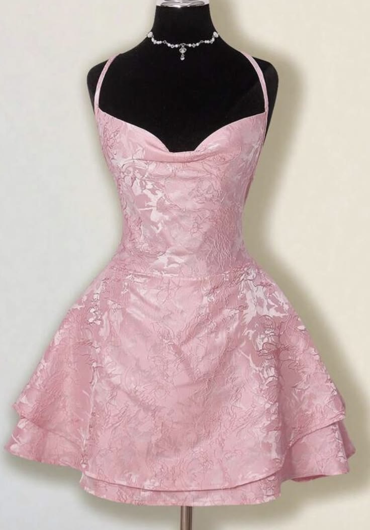 Fashionable Cocktail Ball Gown Spaghetti Strap Pink Lace Formal Birthday Mini Short Homecoming Party Dress MP677