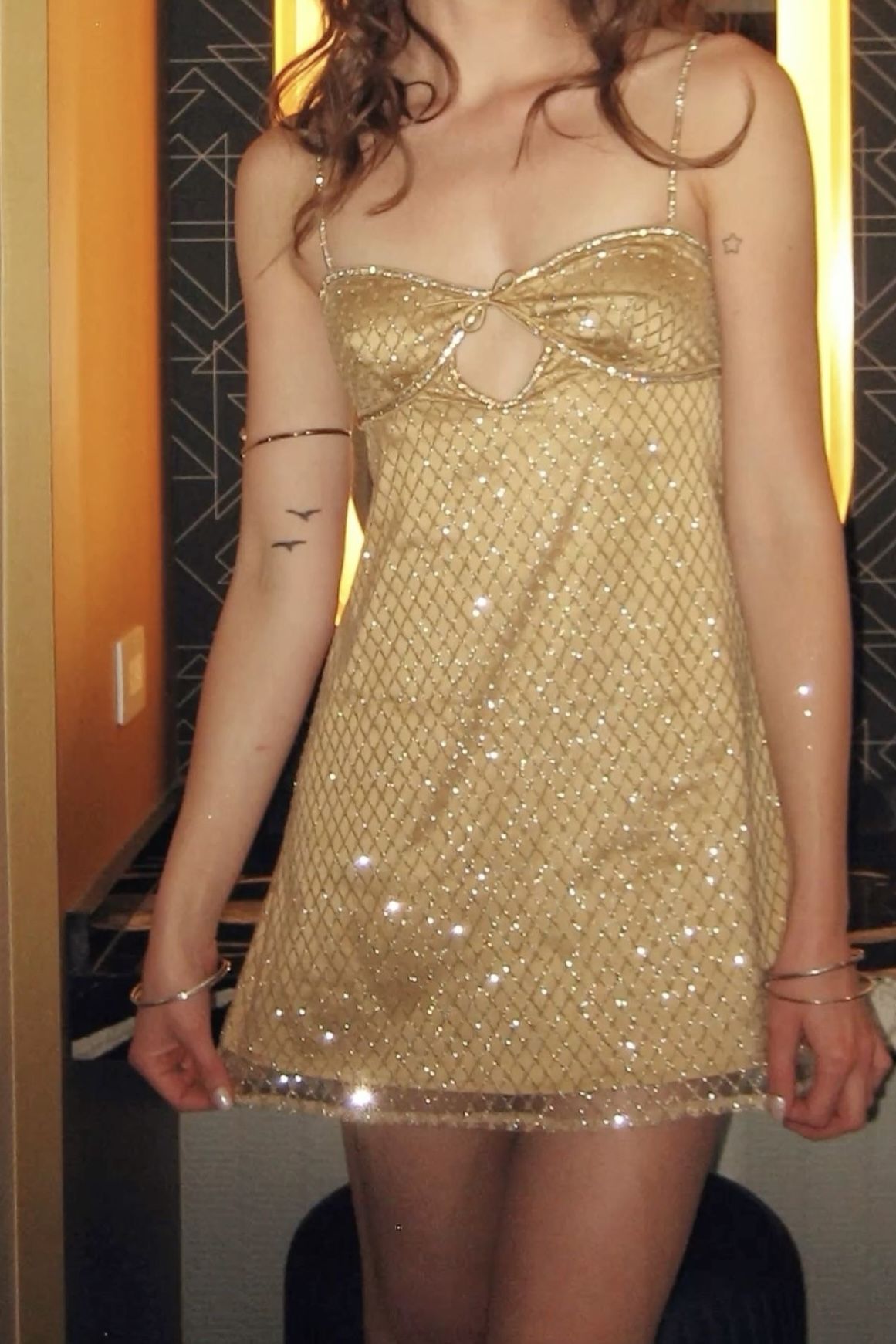 Sparkly A Line Spaghetti Straps Gold Sequin For High School Teens Homecoming Dresses Mini Hoco Gown Party Dress MP1274