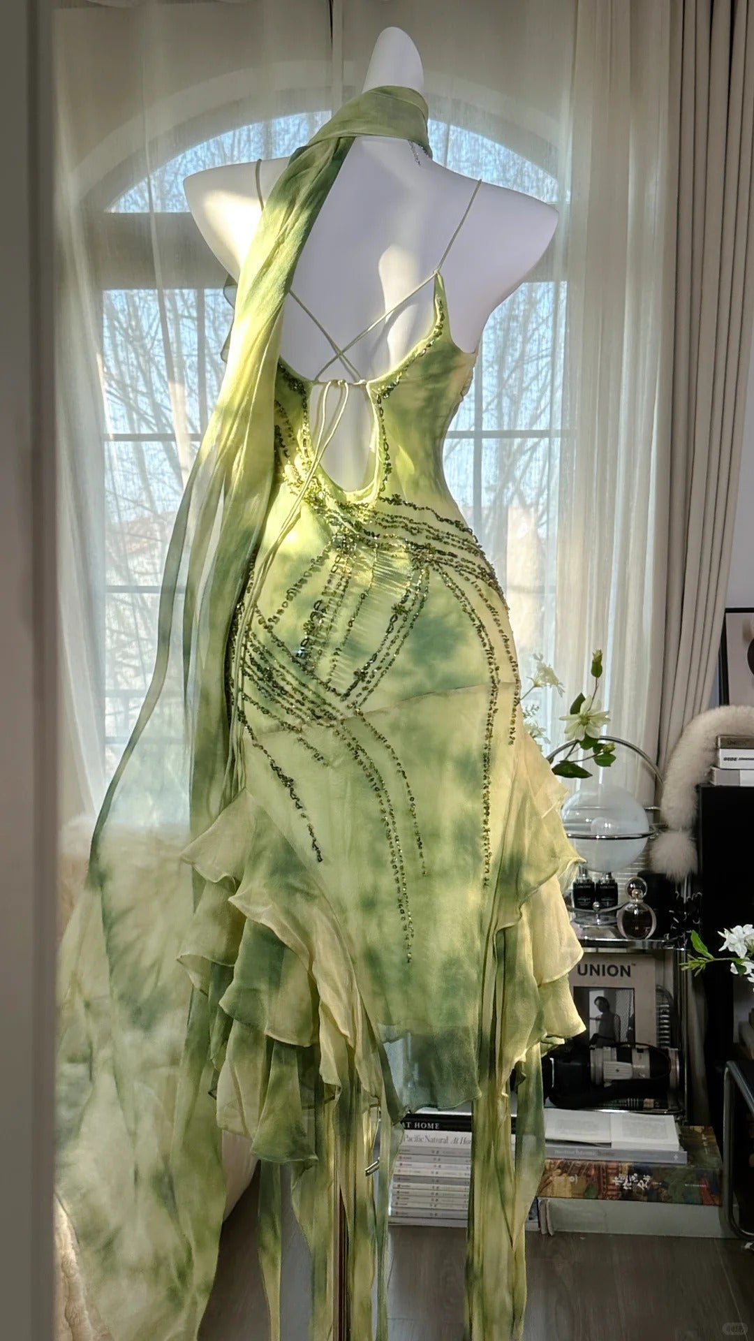 Green Homecoming Dresses Mermaid Spaghetti Strap Beaded Crystals Short Party Graduation Outfits MP993