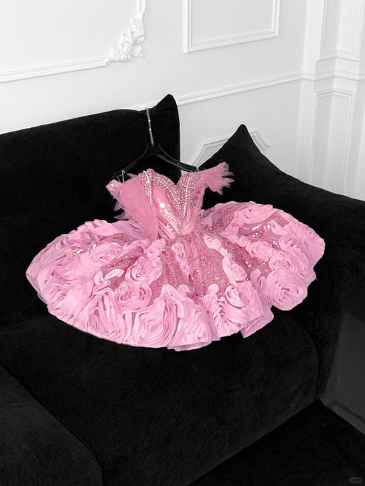 Prinzessin Ballkleid Sweetheart Pink für High School Teens Homecoming Kleider Tüll Hoco Kleid Formelles Kleid MP1276