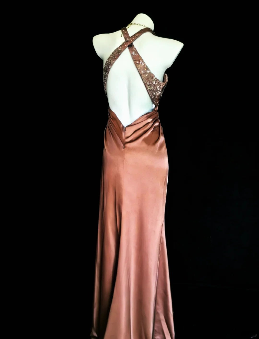 Robes de bal longues rose vintage moulantes à licou esthétique pour l'année de fin d'études 2026 Robe de soirée MP089