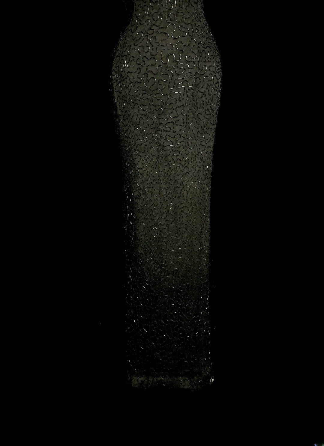 Vintage langes 80er Jahre Ballkleid Schwarz Meerjungfrau Hochgeschlossen Abendkleid Abschlusskleid MP372