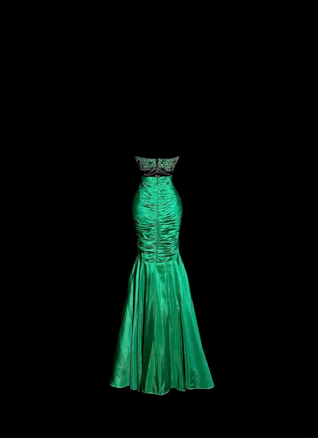 Robes de bal vintage longues années 60, sirène verte, bustier cœur, en satin, robes de cérémonie, robe de diplôme MP378
