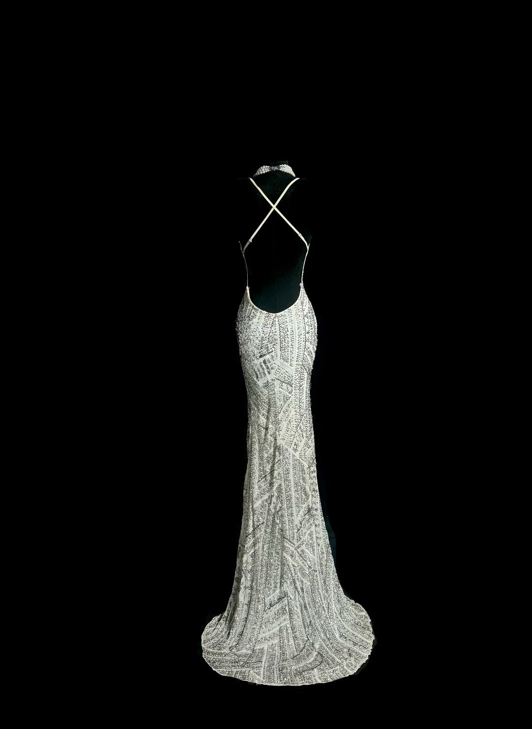 Glitzernde silberne graue Abschlussballkleider Meerjungfrau Neckholder Lange Abendkleider Abschlusskleid MP397
