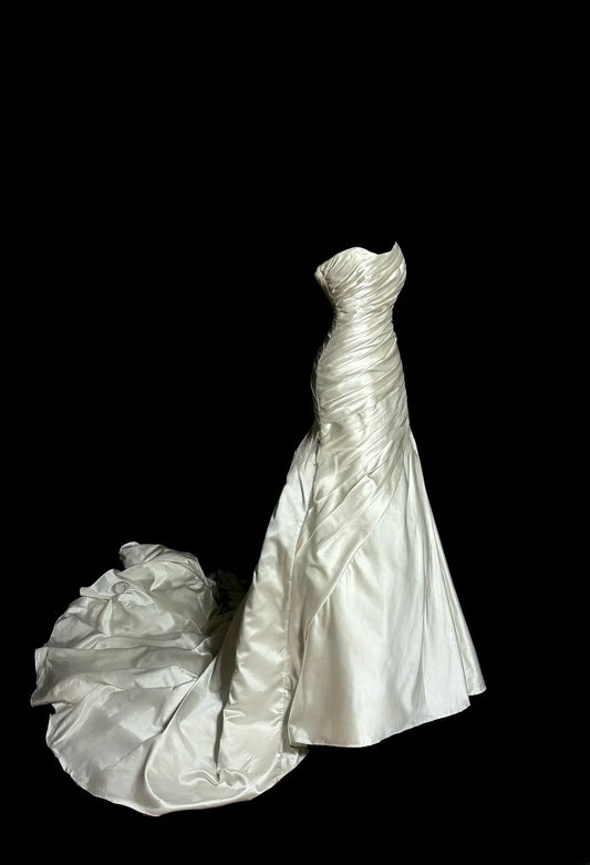 Robe de bal sirène modeste en taffetas ivoire sans manches avec volants, longues robes de soirée, robe de graduation MP402