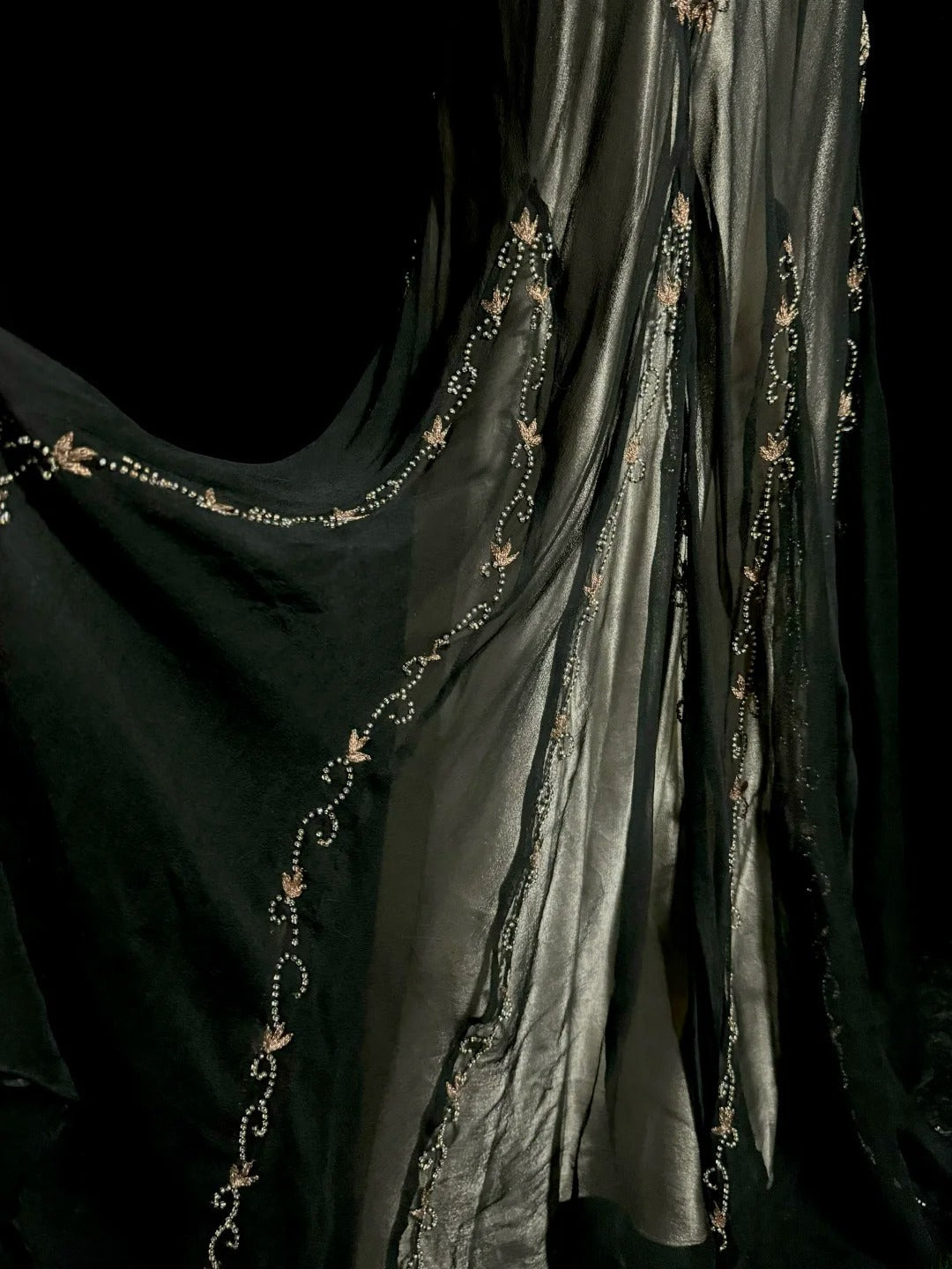 Robe de bal sirène scintillante col en V avec perles sans manches longue robe de soirée robe de graduation MP486