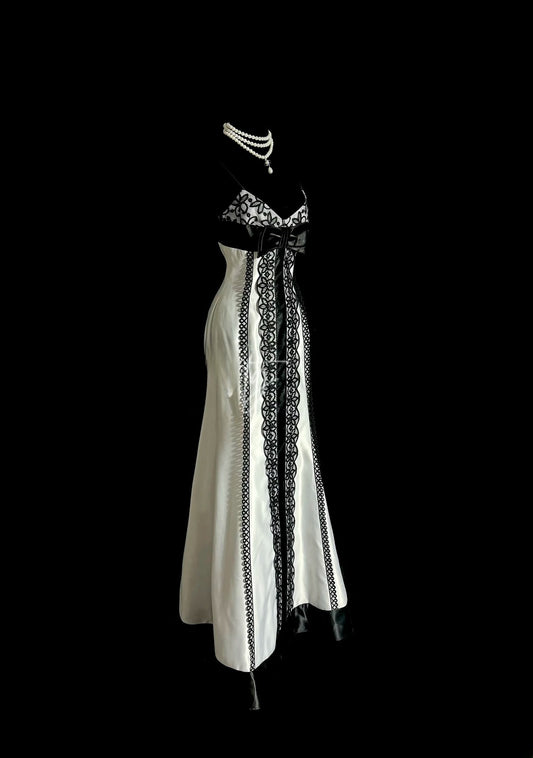 Chic Mermaid Spaghetti Straps Bow Sleeveless Prom Dresses Long Formal Dress Graduation Gown MP488