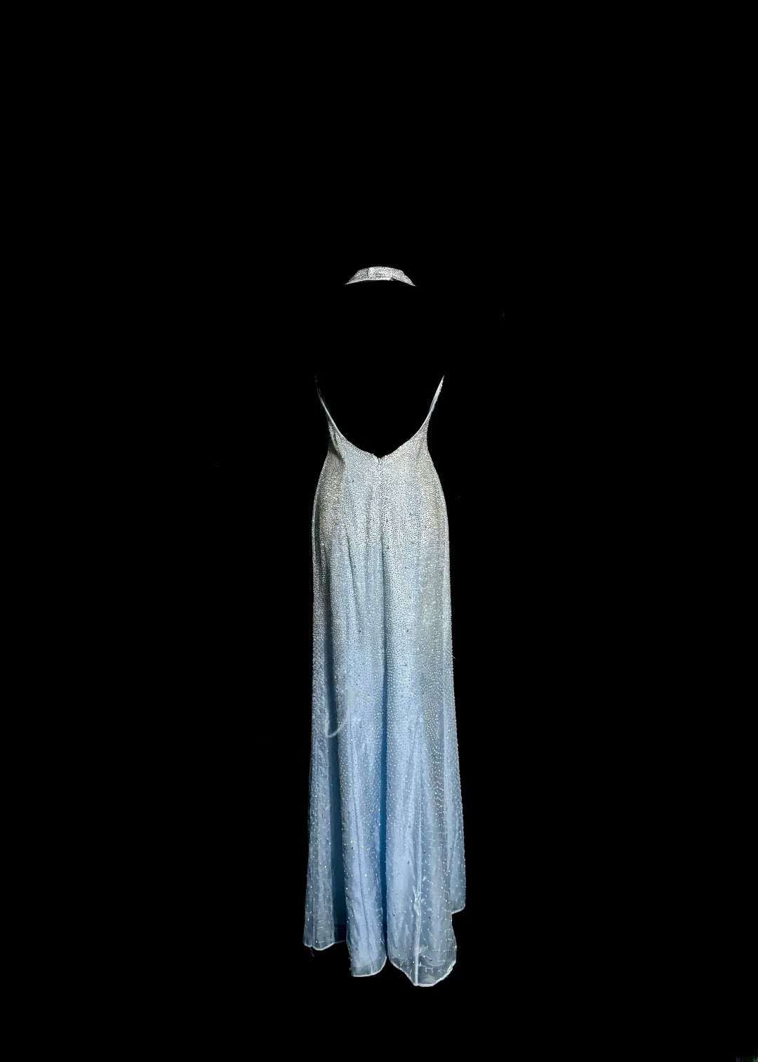 Glitzernde Meerjungfrauen-Neckholder blau mit Perlen rückenfrei ärmellos Maskerade Abschlussballkleider langes Abendkleid Abschlusskleid MP503