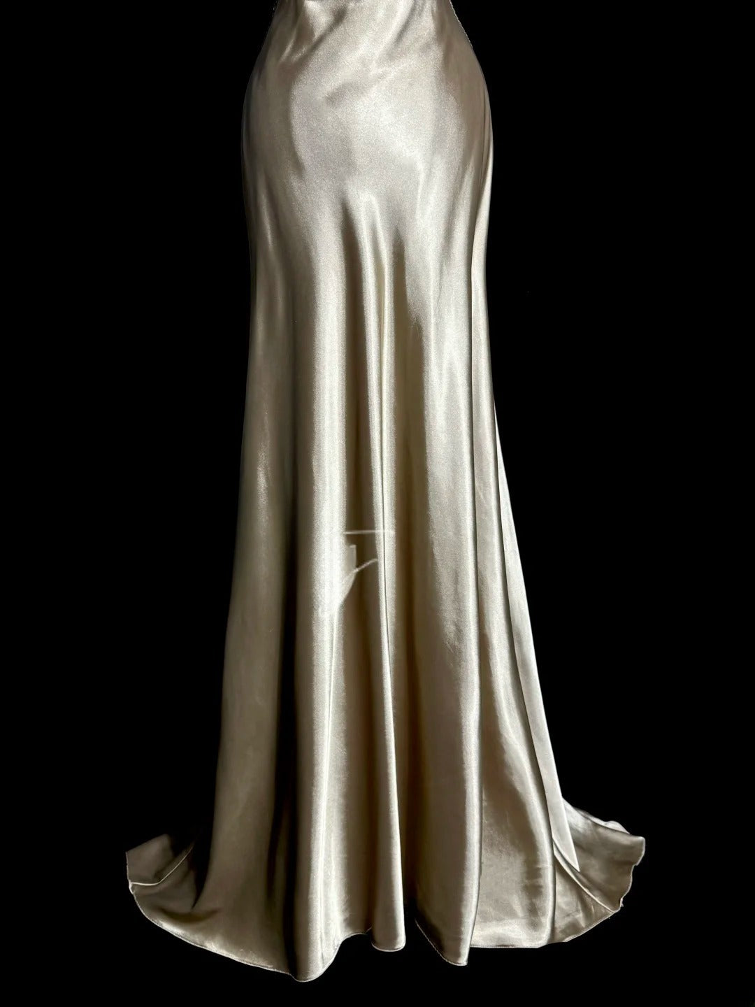 Modest Mermaid Champagne Halter Satin With Beading Backless Prom Dresses Long Formal Dress Graduation Gown MP507