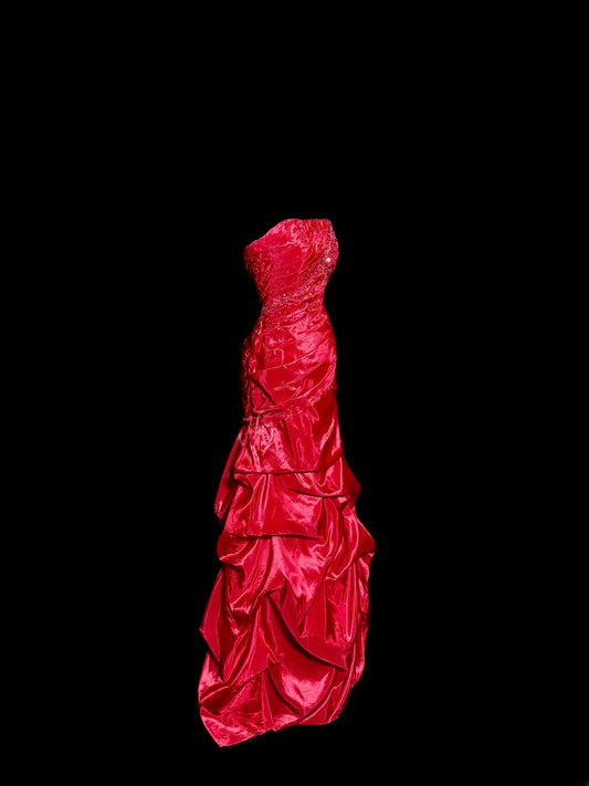 Elegant Mermaid Strapless Red Sleeveless Corset Top Masquerade Prom Dresses Long Formal Dress Graduation Gown MP516