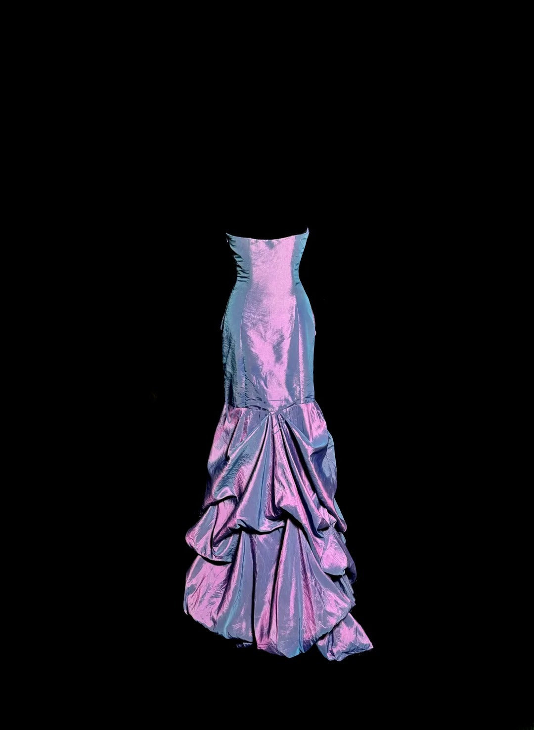 Modest Mermaid Strapless Taffeta With Ruffles Prom Dresses Formal Dress Graduation Gown MP520
