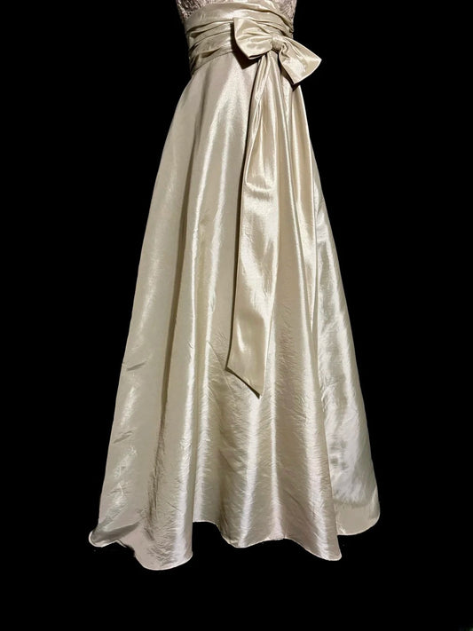 Einfaches A-Linien Neckholder Champagner Satinkleid Knöchellang Ballkleid Ärmellose Damen Partykleider MP529