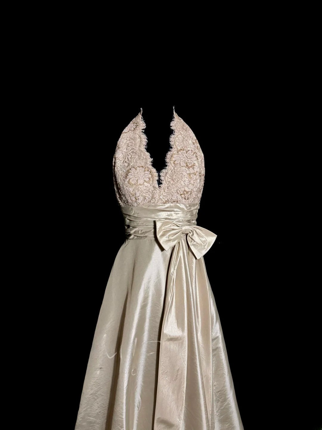 Simple A Line Halter Champagne Satin Ankle Length Prom Dress Sleeveless Women Party Gowns MP529