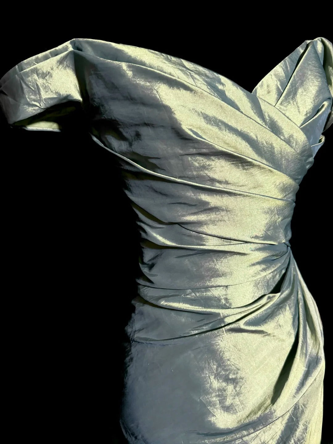 Elegantes Meerjungfrauen-Abendkleid, schulterfrei, salbeigrün mit Ärmeln, lange Ballkleider, Damen-Partykleider MP581