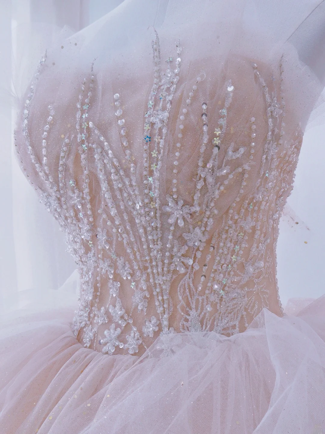 Charming Ball Gown Strapless Pink Tulle With Silver Beaded Long For Senior Year 2026 Prom Dresses Sweet 16 Dress MP073