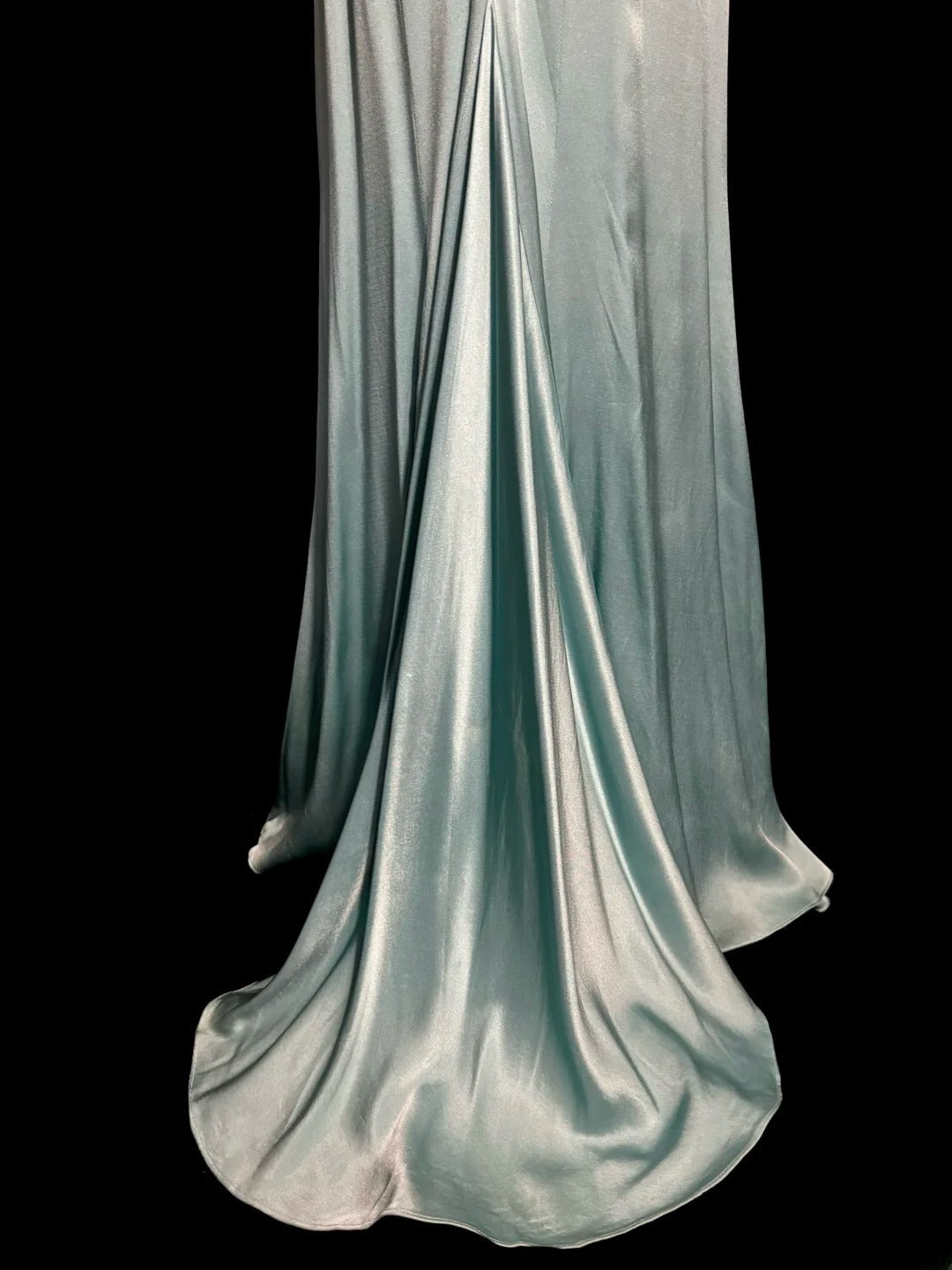 Élégante Robe de Bal Sirène Satin Bleu Tiffany Col Cœur Sans Manches Formelle MP1178