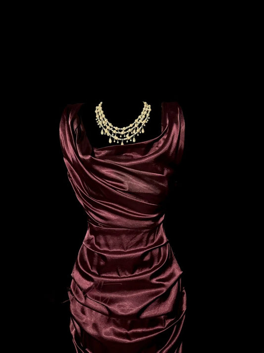 Schlichte Etui-Abschlussballkleider mit eckigem Ausschnitt, weinrot, knielang, Cocktail-Abendkleid, Party-Abschluss-Outfits MP1184