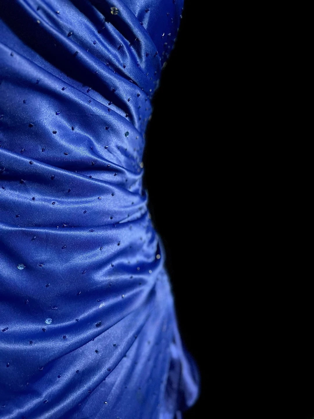 Vintage Ballkleid Trägerlos Königsblau Satin Mit Rüschen Retro Motto Abschlussball Outfits 90er Y2K Abendkleid Lange Abschlussballkleider MP1188
