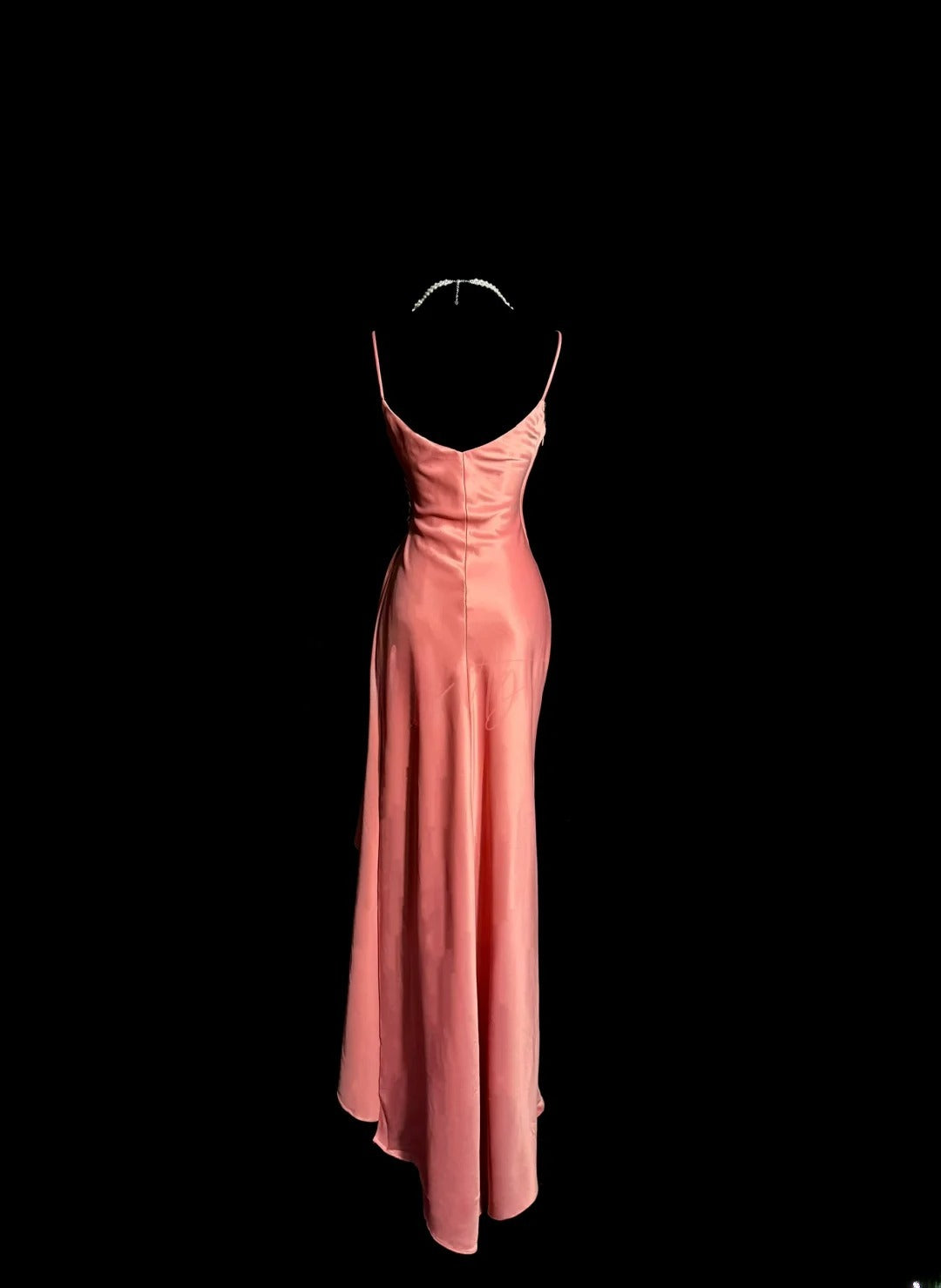 Stilvolle Meerjungfrau Spaghettiträger Koralle Seidig Satin Ärmellose Ballkleid Inspiration Festliches Kleid MP1190
