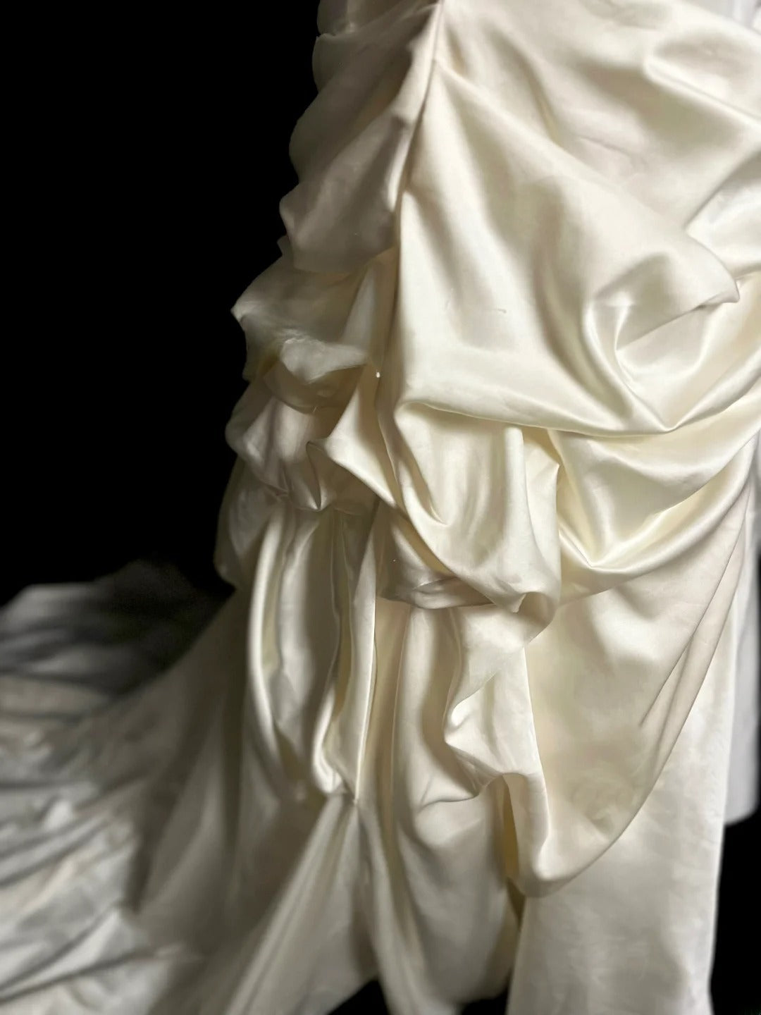 Vintage Mermaid 70s Sweetheart Taffeta Ivory With Ruffled Court Train Princess Bridal Gowns Wedding Dresses MP1430