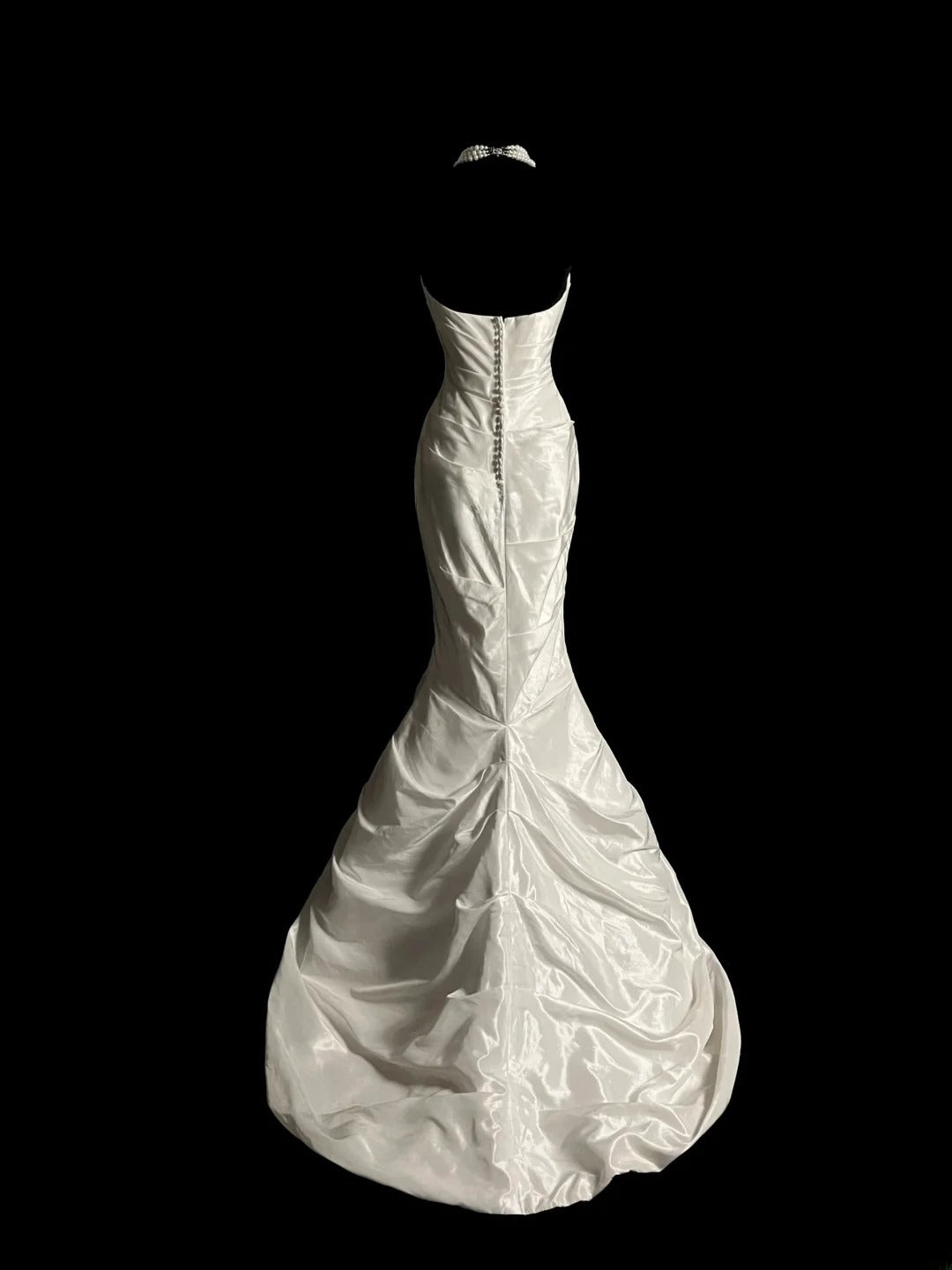 Vintage Mermaid Strapless 80s Ivory With Buttons Floor Length Bridal Gowns Summer Wedding Dresses MP1433