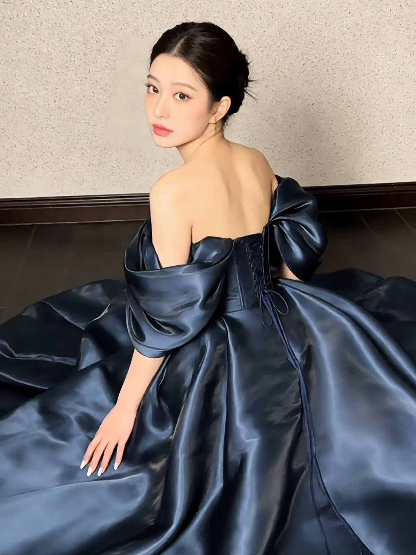 Classy Long Prom Dresses Ball Gown Off The Shoulder Organza Formal Dress Graduation Gowns MP281