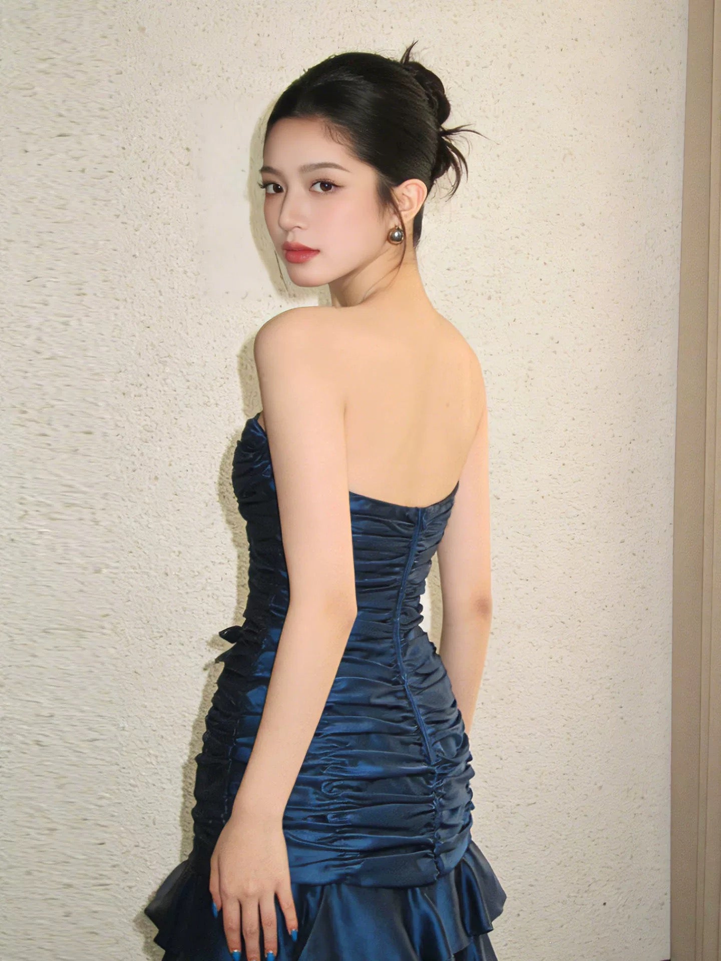 Sexy Sheath Strapless Teal Blue Satin Sleeveless Ideas For Women Homecoming Dresses Party Outfit MP283