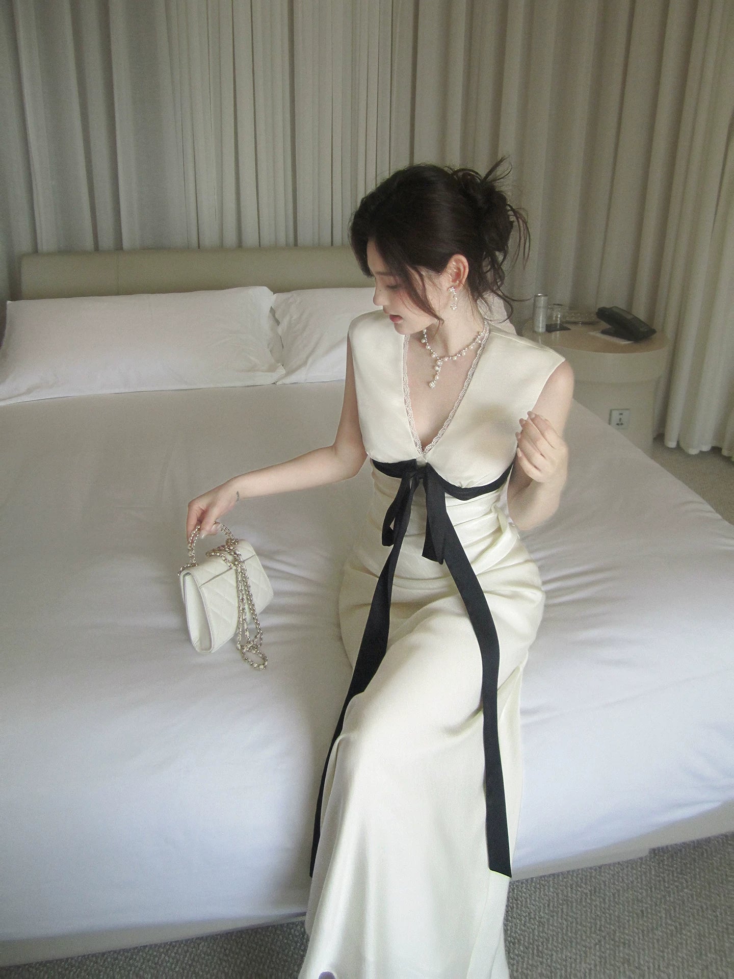 French Style Sheath V Neck Ivory Ideas For Women 21st Impress Birthday Dress Evening Night Outfit MP266