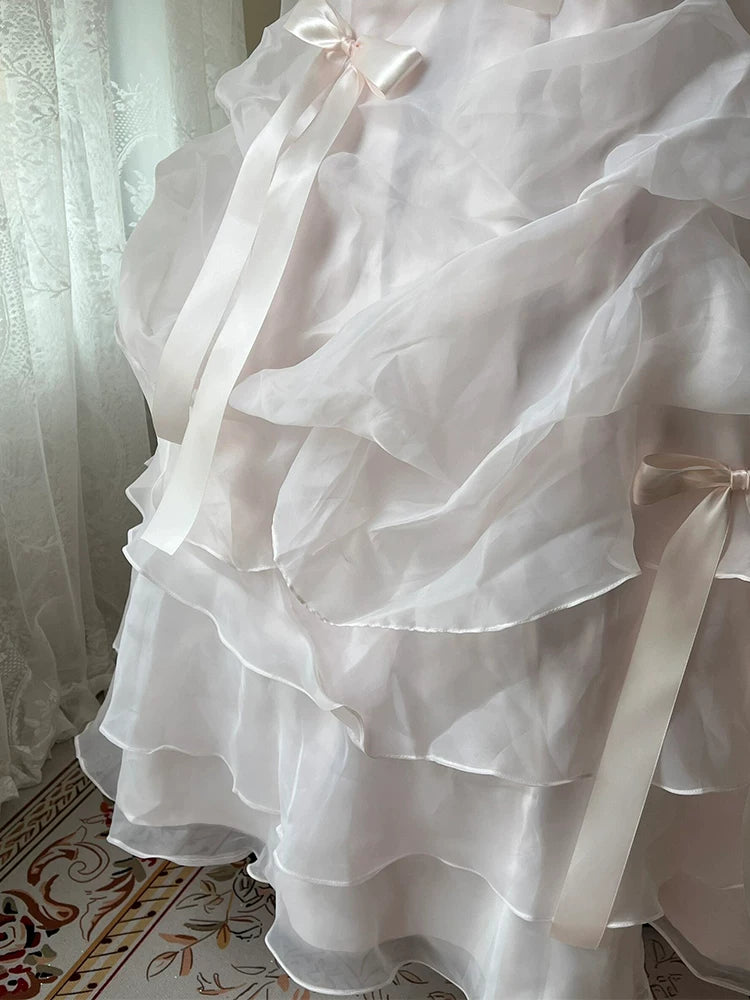 Belles robes de Quinceañera longues à plusieurs niveaux, robe de bal bustier en organza rose nacré, longue robe de bal Sweet 16, robe de Quince MP155