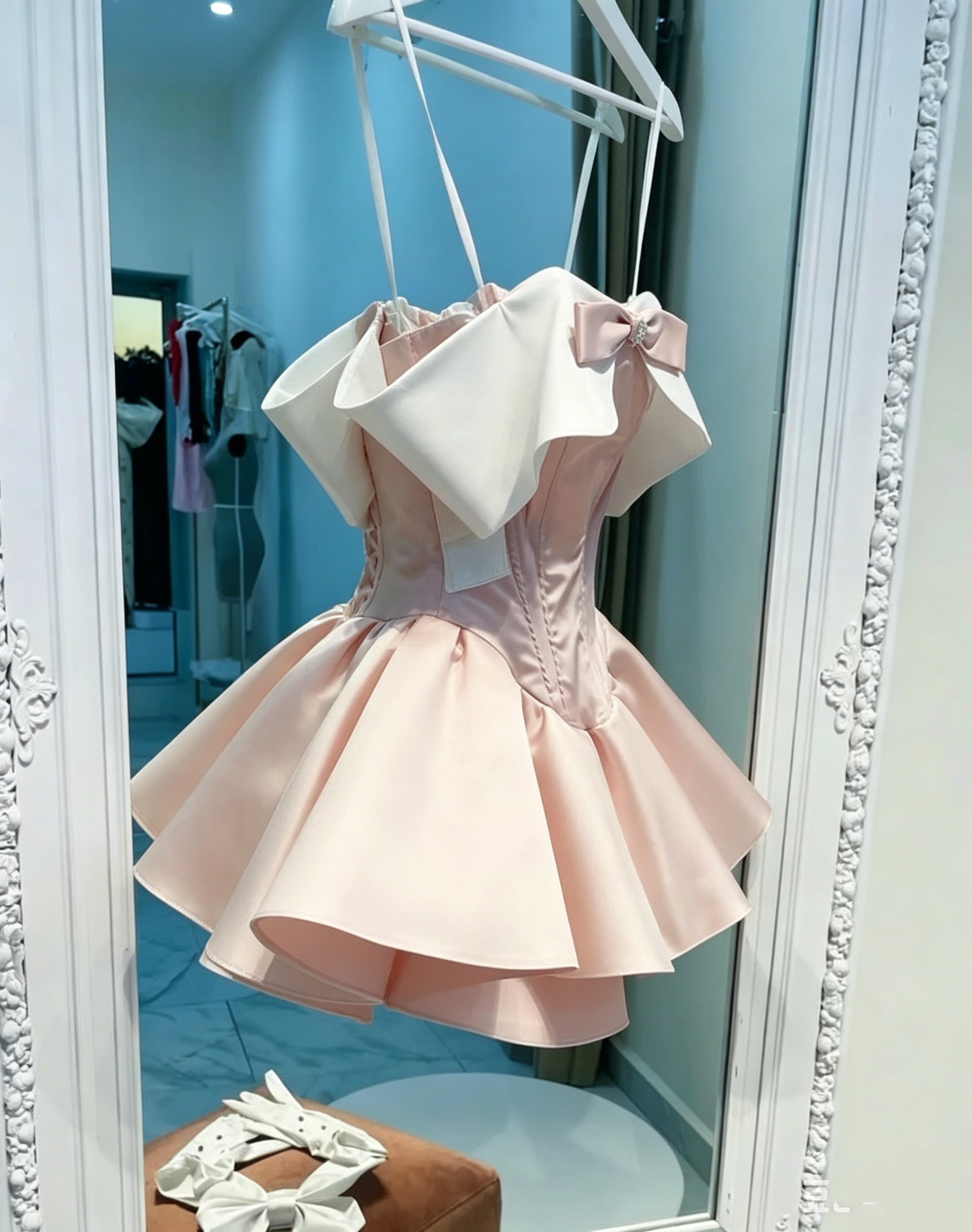 Cute Pink Cocktail Dresses Off The Shoulder Ball Gown Formal Birthday Homecoming Party Dress MP552