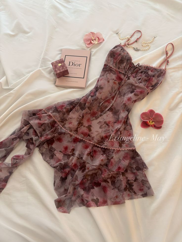 Cute A line Short Homecoming Dresses Straps Floral Chiffon 16th Birthday Party Dress MP336